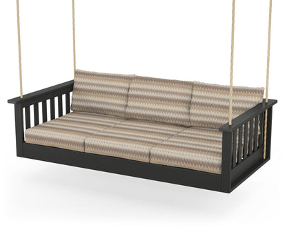 POLYWOOD® Vineyard Daybed Swing in Black / Valley Dune