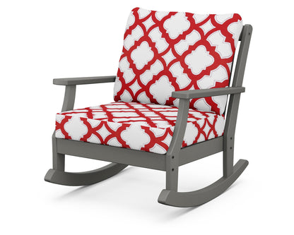 POLYWOOD® Braxton Deep Seating Rocking Chair in Slate Grey / Trellis Crimson