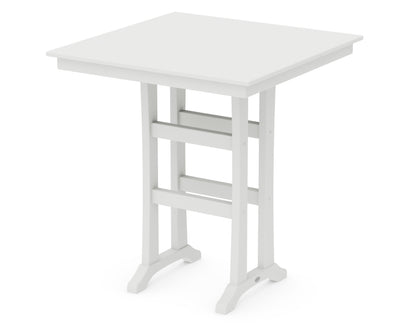 POLYWOOD® Farmhouse Trestle 37" Bar Table in White