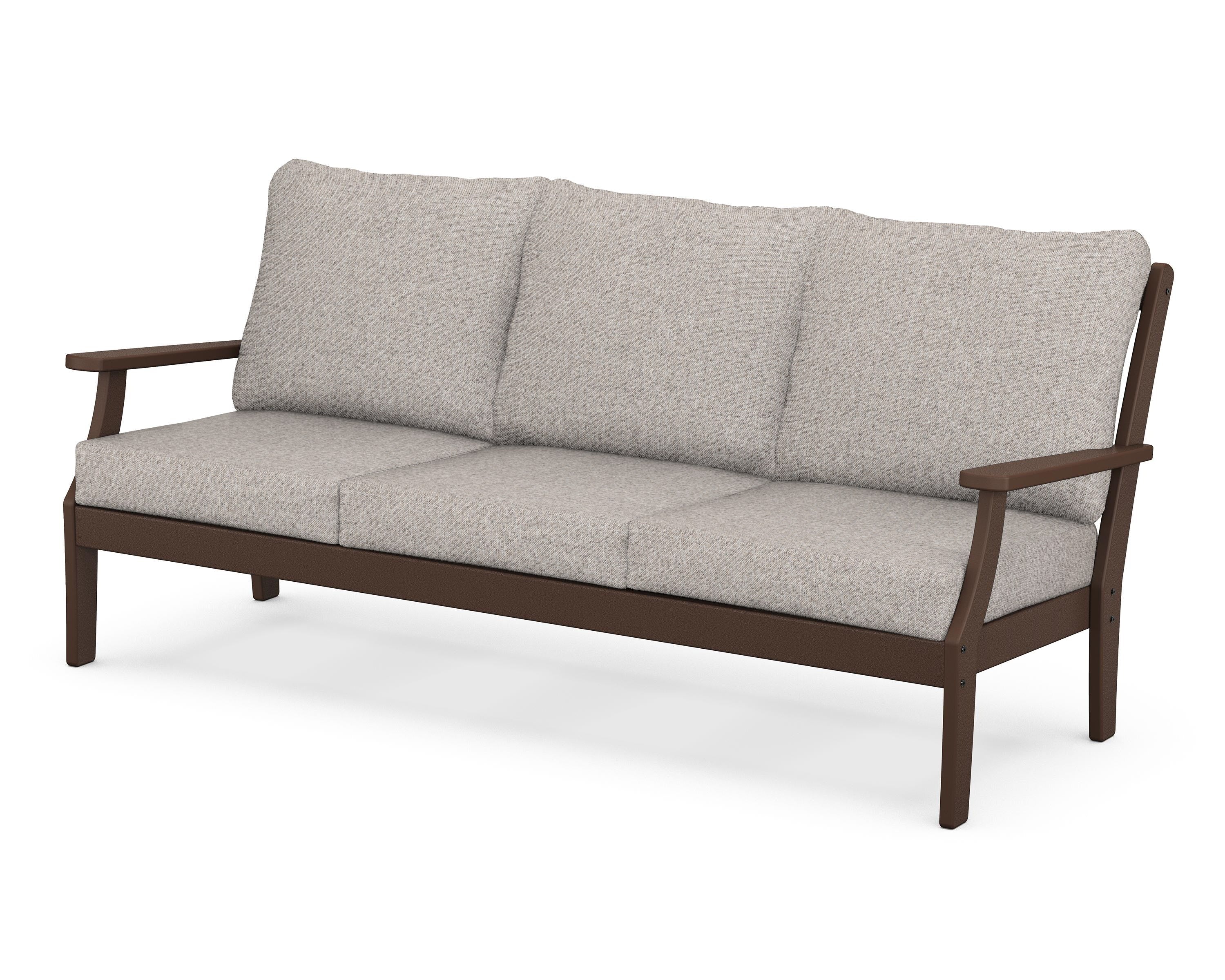 POLYWOOD® Braxton Deep Seating Sofa in Mahogany / Weathered Tweed