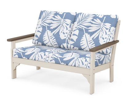 POLYWOOD® Vineyard Deep Seating Loveseat in Sand / Kona / Leaf Sky Blue