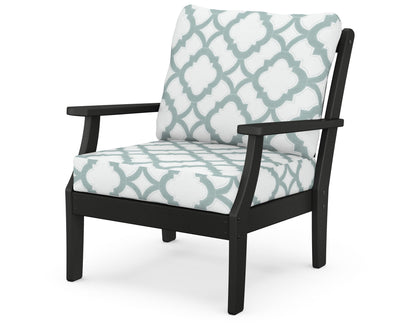 POLYWOOD® Braxton Deep Seating Chair in Black / Trellis Glacier Spa