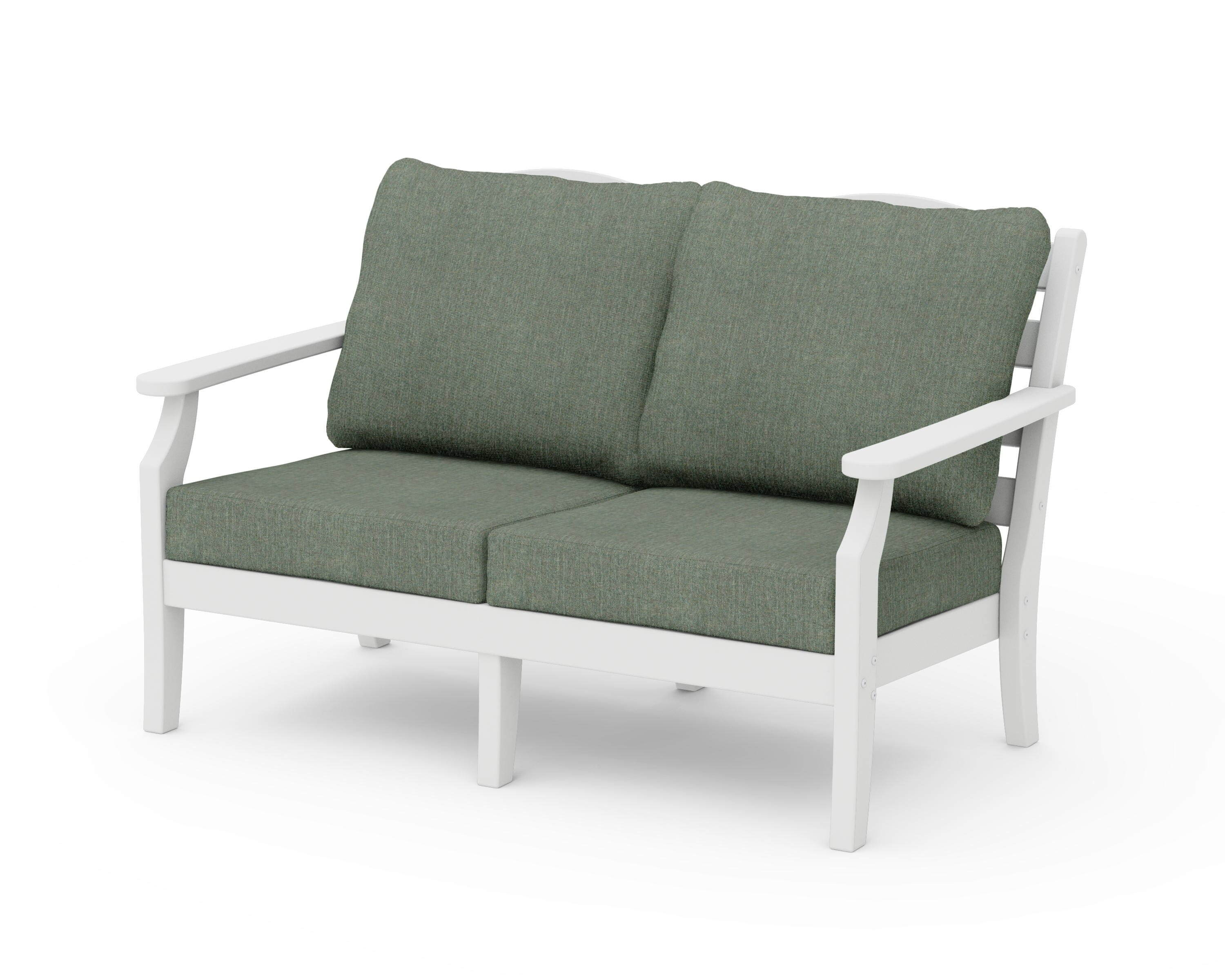 Draper James™ by  POLYWOOD® Savannah Deep Seating Loveseat in White / Cast Sage