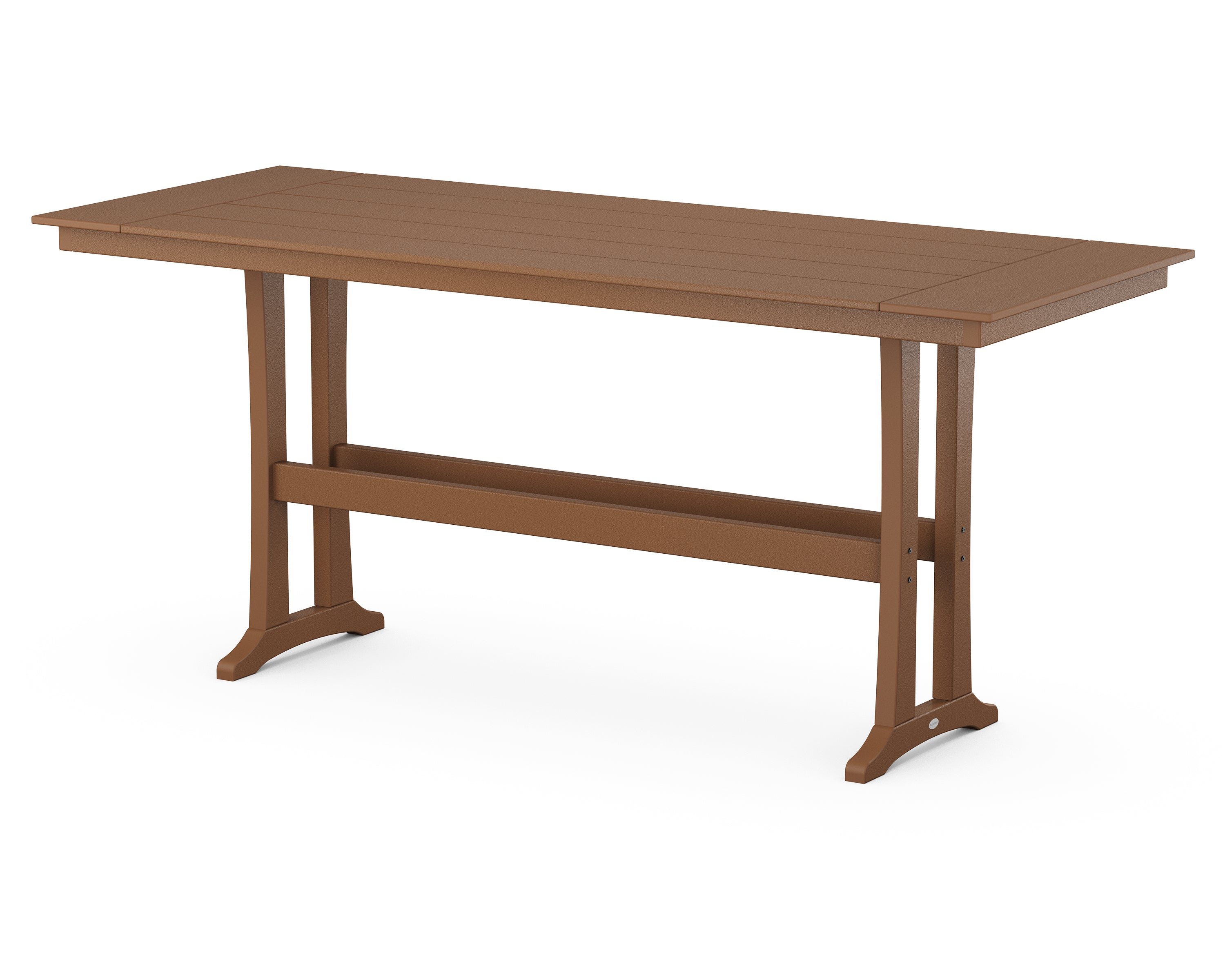 POLYWOOD® Farmhouse Trestle 38" x 96" Bar Table in Teak