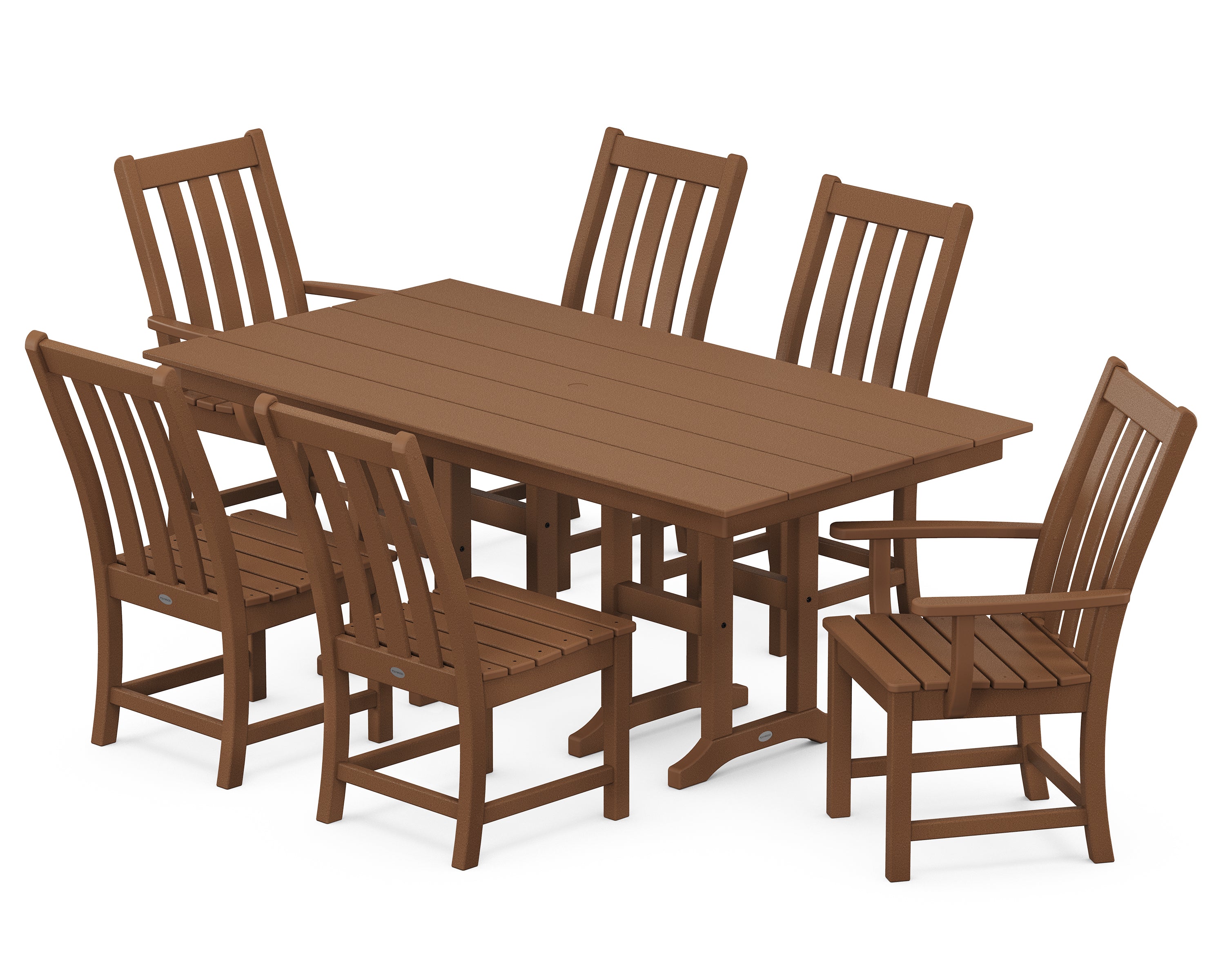 POLYWOOD® Vineyard 7-Piece Farmhouse Dining Set in Teak