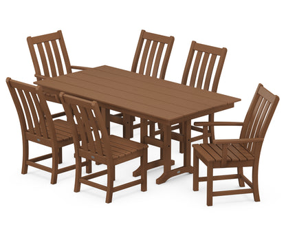 POLYWOOD® Vineyard 7-Piece Farmhouse Dining Set in Teak