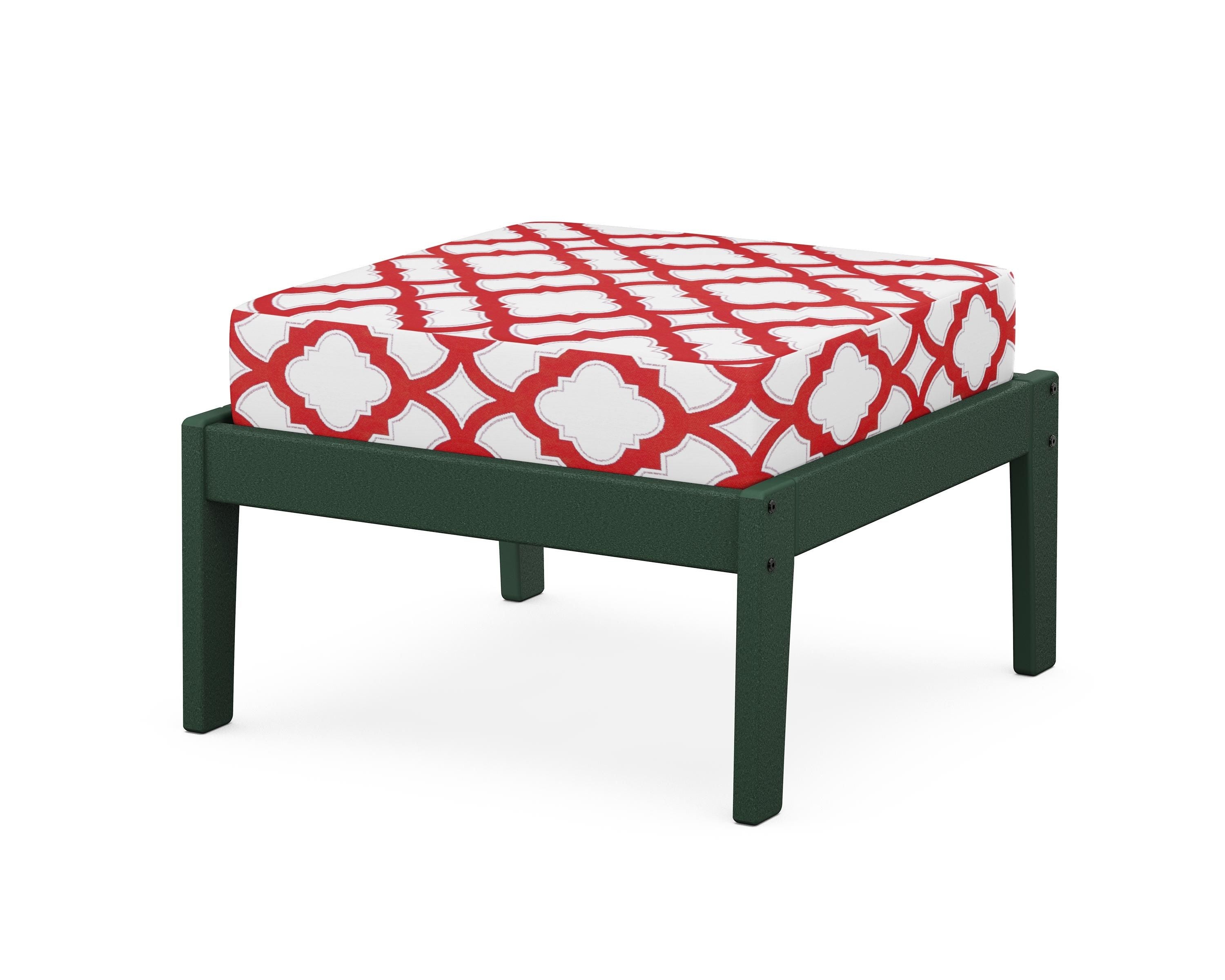 Unbranded Deep Seating Ottoman in Green / Trellis Crimson