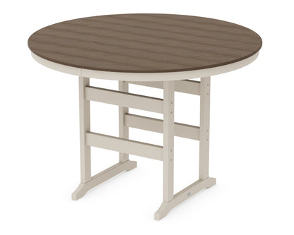 POLYWOOD® 60" Round Farmhouse Bar Table in Sand / Kona