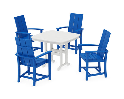 POLYWOOD® Modern Adirondack 5-Piece Dining Set in Pacific Blue / White