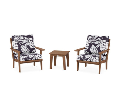 POLYWOOD® Mission 3-Piece Deep Seating Set in Teak / Leaf Navy