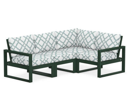 POLYWOOD® EDGE 4-Piece Modular Deep Seating Set in Green / Trellis Glacier Spa