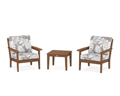 Country Living Cottage 3-Piece Deep Seating Set in Teak / Leaf Grey Mist