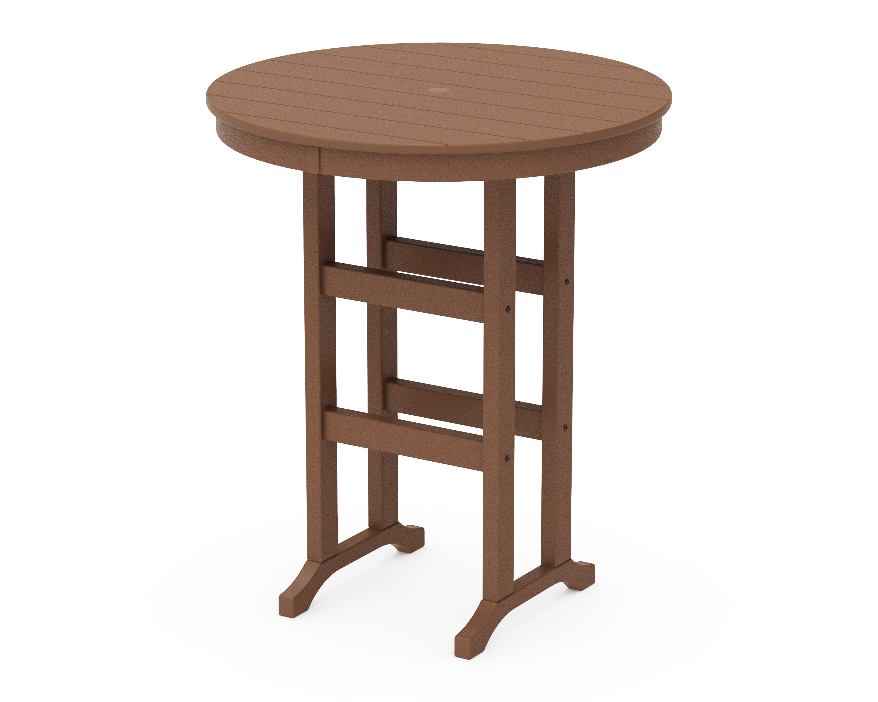 POLYWOOD® 36" Round Farmhouse Bar Table in Teak
