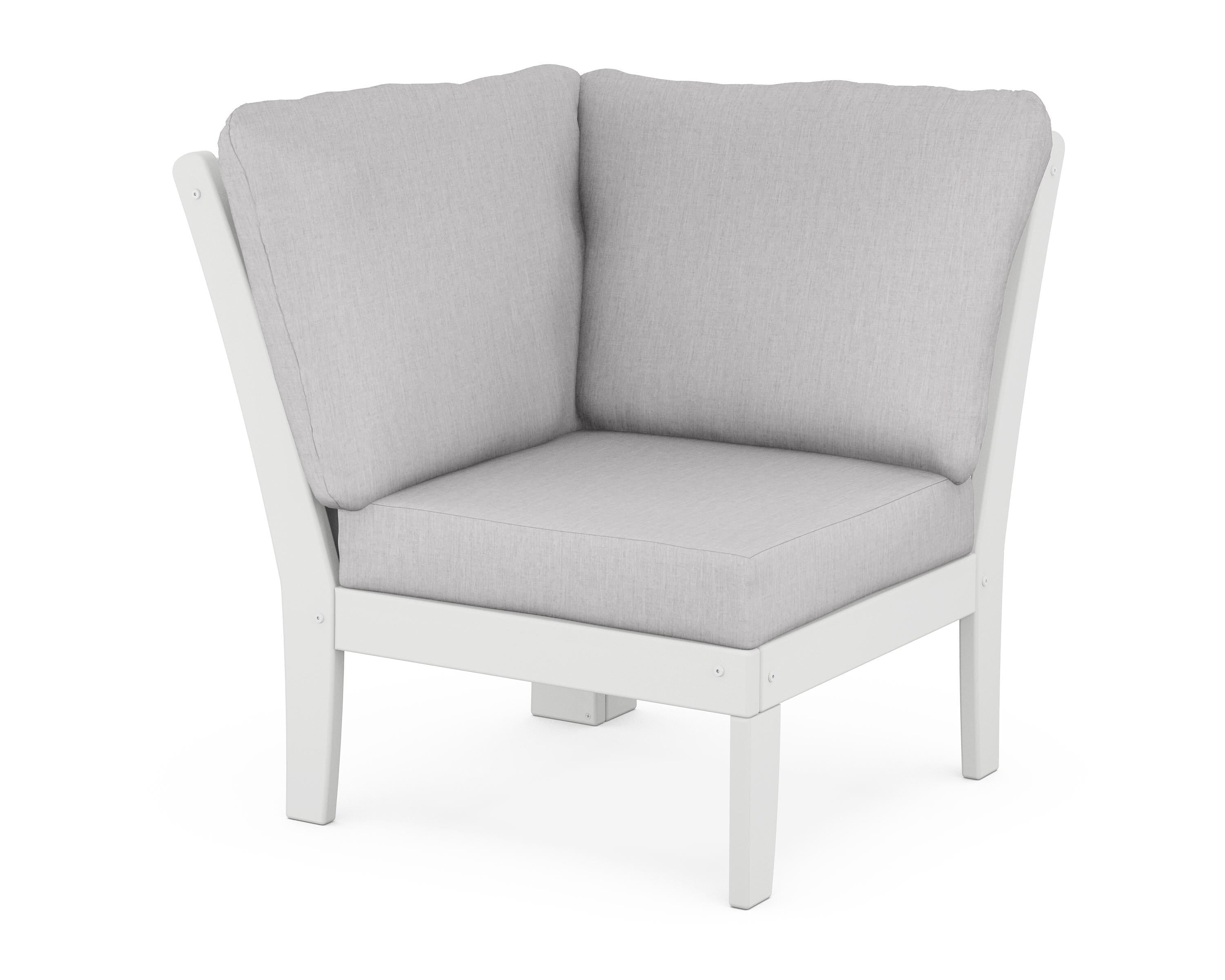 POLYWOOD® Braxton Modular Corner Chair in White / Granite