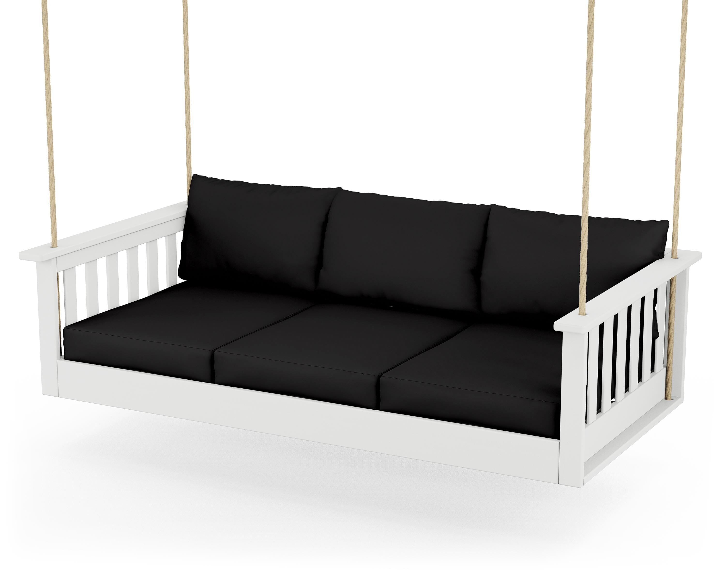 POLYWOOD® Vineyard Daybed Swing in White / Canvas Black