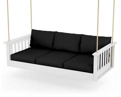 POLYWOOD® Vineyard Daybed Swing in White / Canvas Black