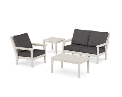 POLYWOOD® Chippendale 4-Piece Deep Seating Set in Sand / Ash Charcoal