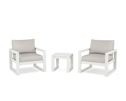 POLYWOOD® EDGE Sectional 3-Piece Deep Seating Set in Vintage White / Cast Ash