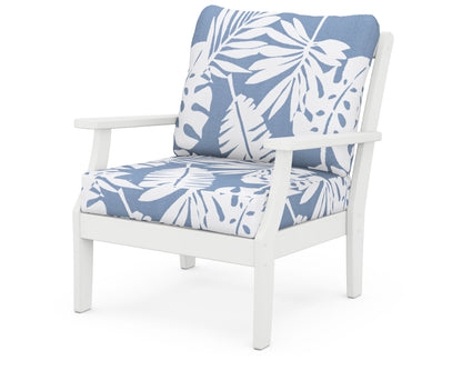 POLYWOOD® Braxton Deep Seating Chair in White / Leaf Sky Blue