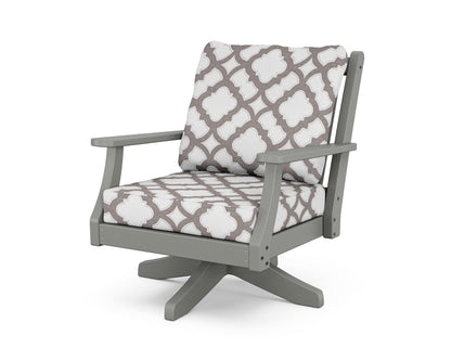 Country Living Wovendale Deep Seating Swivel Chair in Slate Grey / Trellis Grey Mist