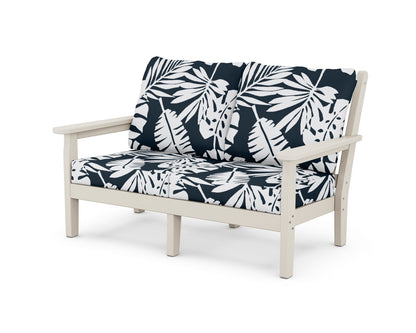 POLYWOOD® Chippendale Deep Seating Loveseat in Sand / Leaf Marine Indigo
