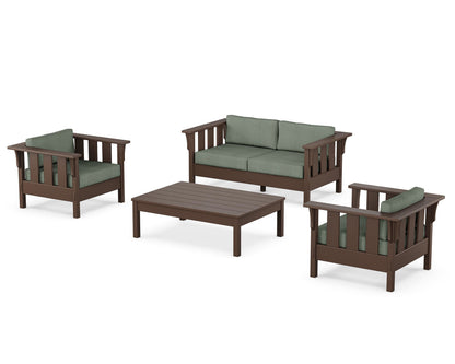 Martha Stewart by POLYWOOD® Acadia 4-Piece Deep Seating Set with Loveseat in Mahogany / Cast Sage