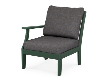 POLYWOOD® Braxton Modular Left Arm Chair in Green / Ash Charcoal