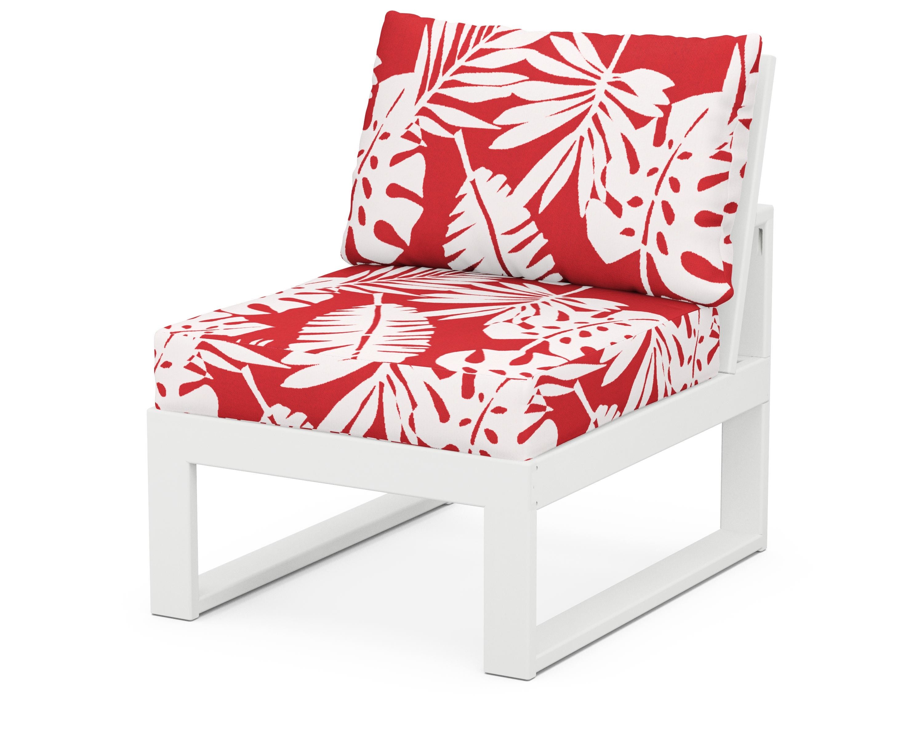 Unbranded Modular Armless Chair in White / Leaf Crimson