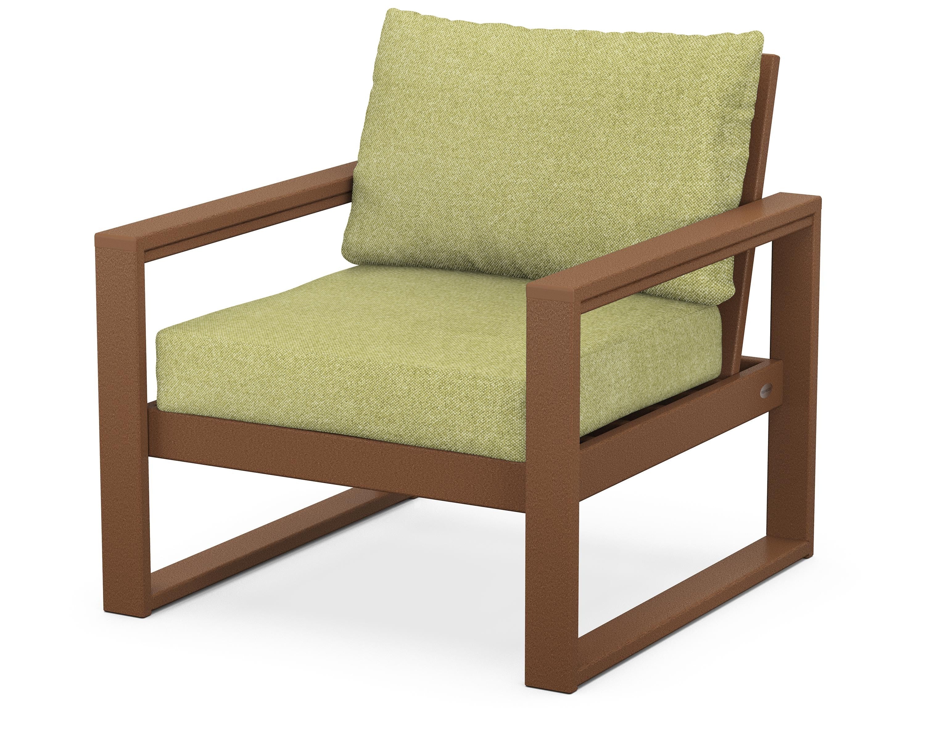 POLYWOOD® EDGE Club Chair in Teak / Chartreuse Boucle