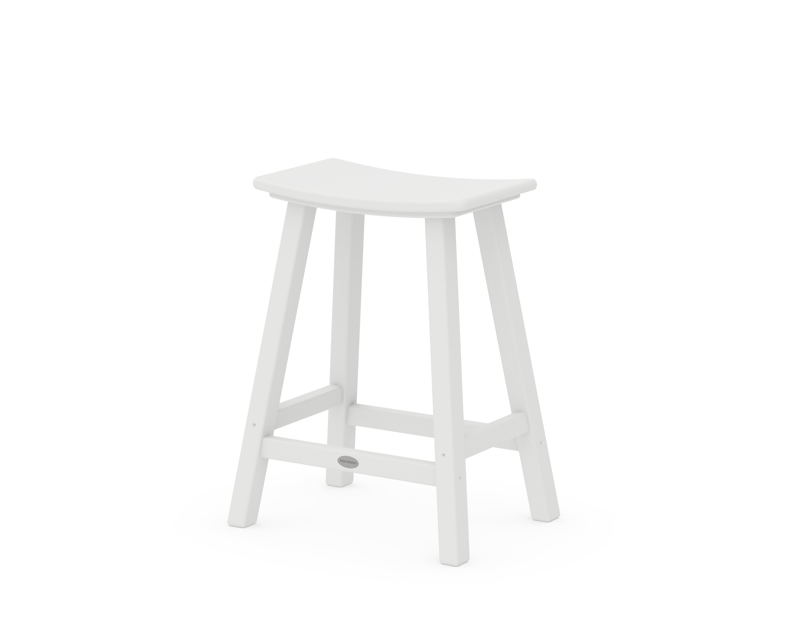 POLYWOOD® Traditional 24" Saddle Counter Stool in White