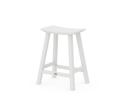 POLYWOOD® Traditional 24" Saddle Counter Stool in White