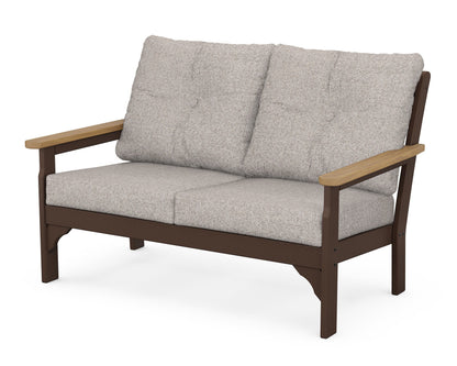 POLYWOOD® Vineyard Deep Seating Loveseat in Mahogany / Natural / Weathered Tweed