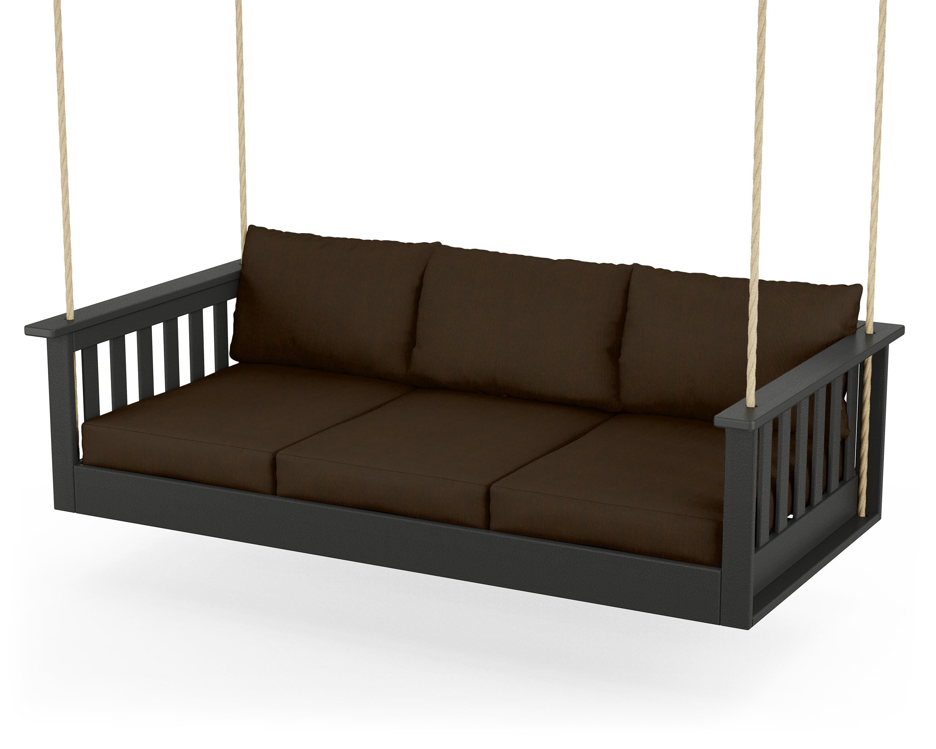 POLYWOOD® Vineyard Daybed Swing in Black / Canvas Java