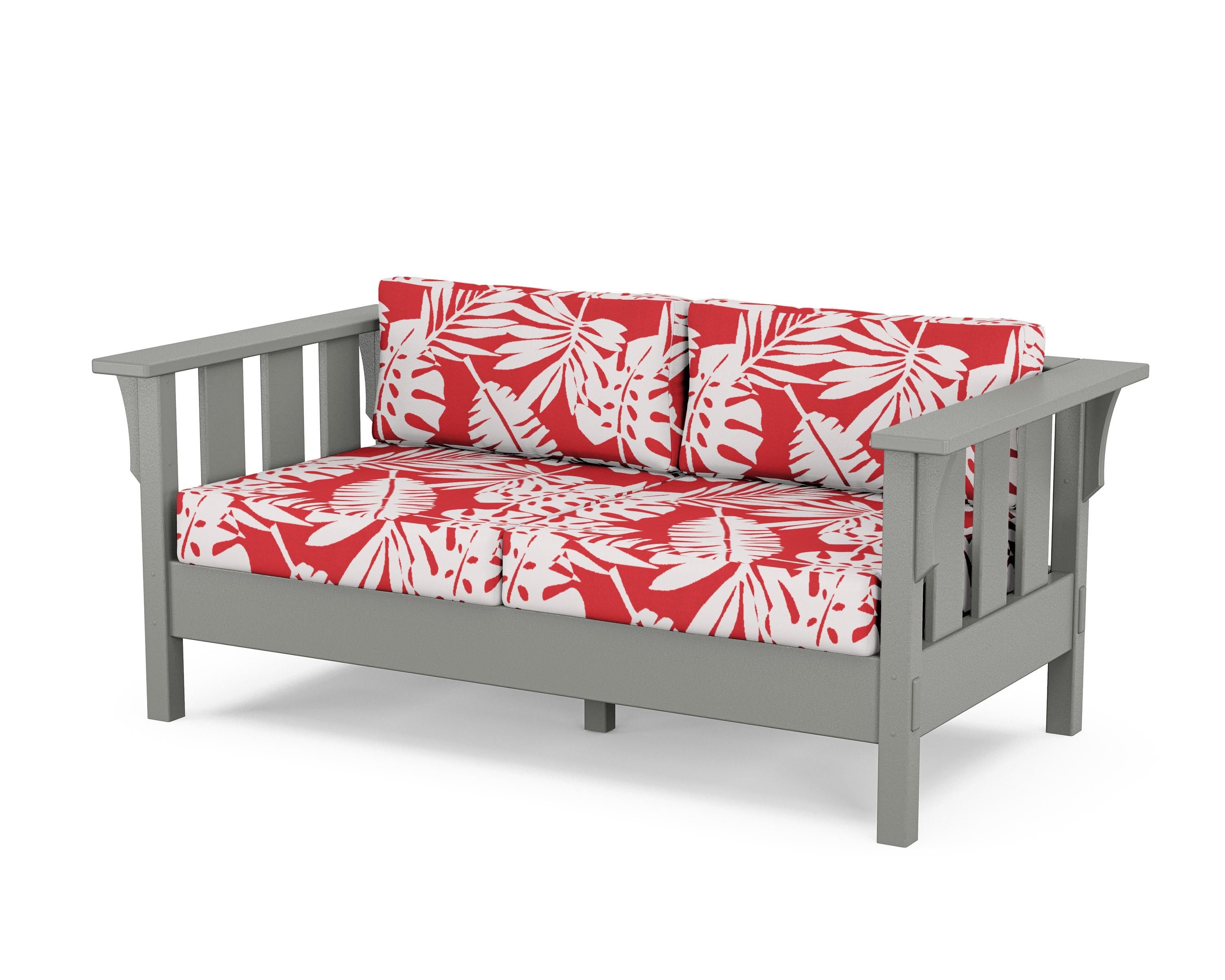 Martha Stewart by POLYWOOD® Acadia Deep Seating Loveseat in Slate Grey / Leaf Crimson