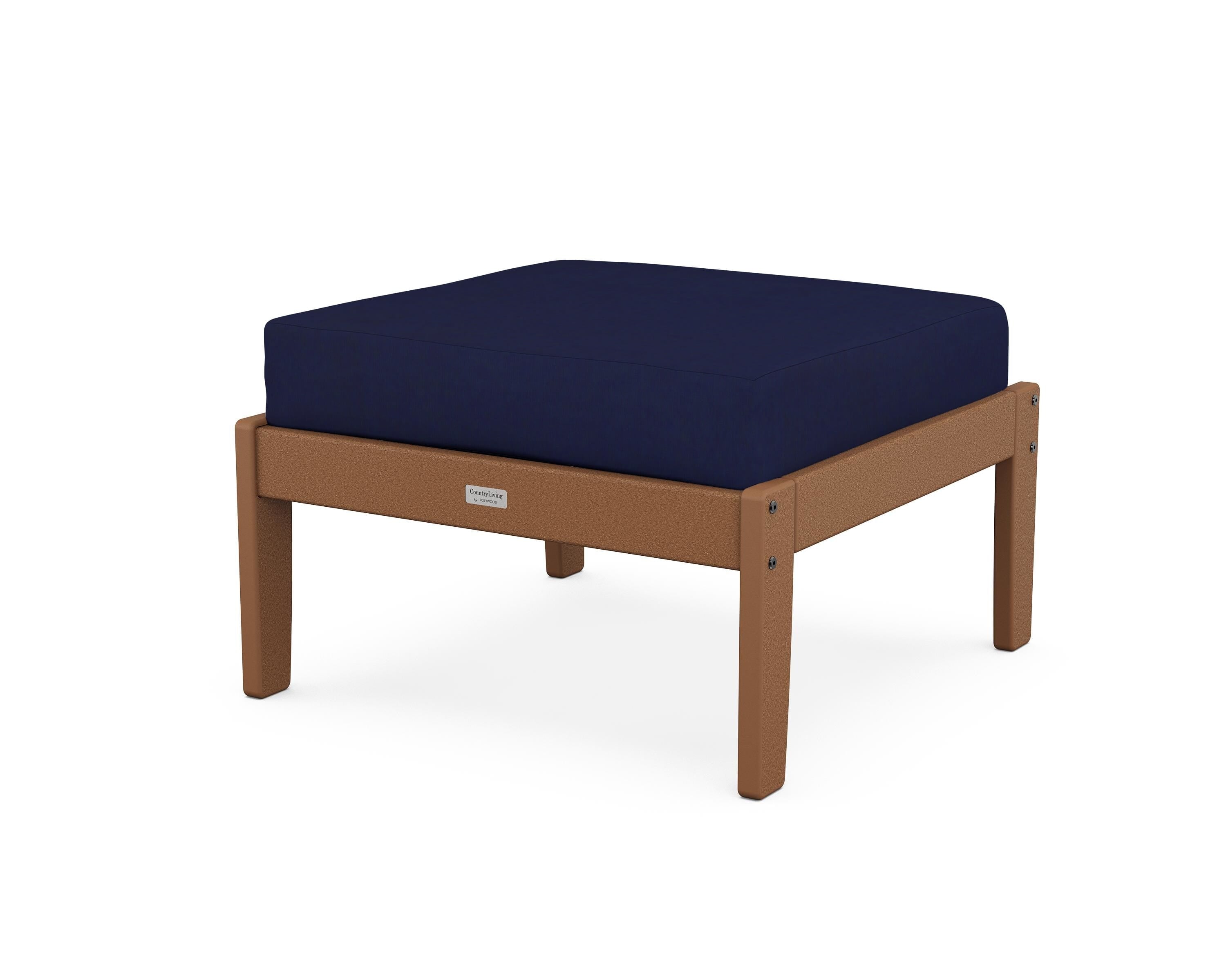 Country Living Cottage Deep Seating Ottoman in Teak / Navy