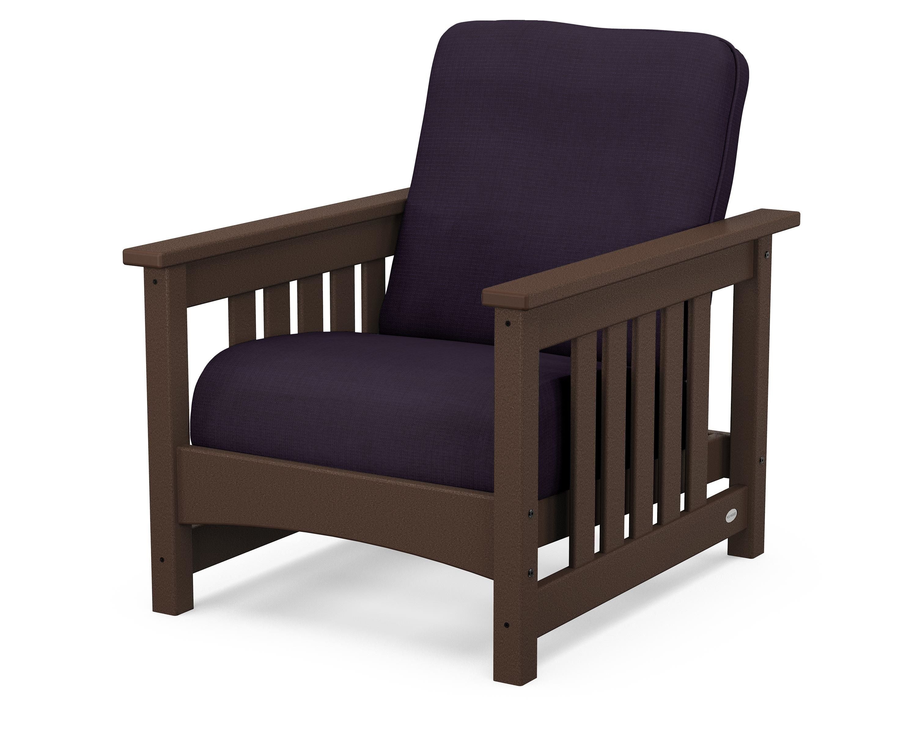 POLYWOOD® Club Mission Chair in Mahogany / Navy Linen