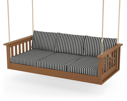 POLYWOOD® Vineyard Daybed Swing in Teak / Shore Classic