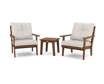 POLYWOOD® Lakeside 3-Piece Deep Seating Chair Set in Teak / Cast Ash