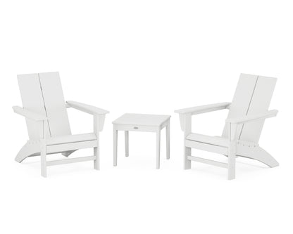 Country Living Cottage Modern Adirondack Chair 3-Piece Set in White
