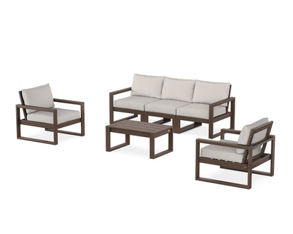 POLYWOOD® EDGE Sectional 4-Piece Deep Seating Set with Sofa in Mahogany / Cast Ash