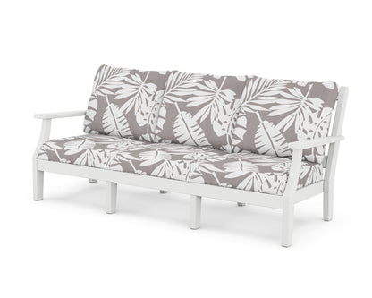 Martha Stewart by POLYWOOD® Chinoiserie Deep Seating Sofa in White / Leaf Grey Mist