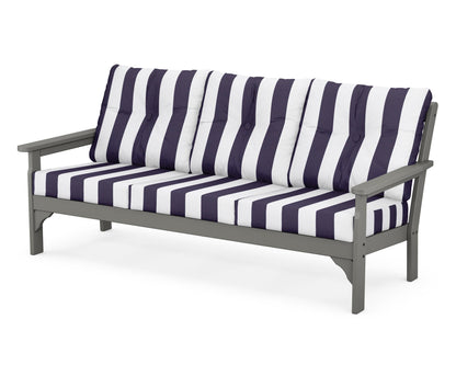 POLYWOOD® Vineyard Deep Seating Sofa in Slate Grey / Cabana Stripe Navy