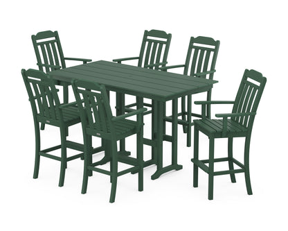 Country Living Cottage Arm Chair 7-Piece Farmhouse Bar Set in Green