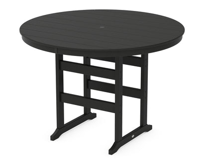 POLYWOOD® 60" Round Farmhouse Bar Table in Black