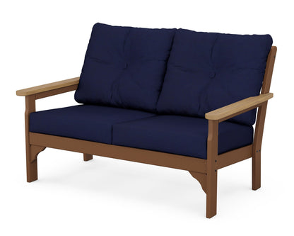 POLYWOOD® Vineyard Deep Seating Loveseat in Teak / Natural / Navy