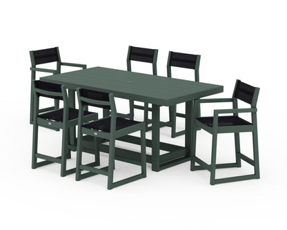 POLYWOOD® EDGE Sling 7-Piece Counter Table Set in Green / Black Sling