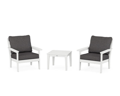 Country Living Cottage 3-Piece Deep Seating Set in White / Ash Charcoal