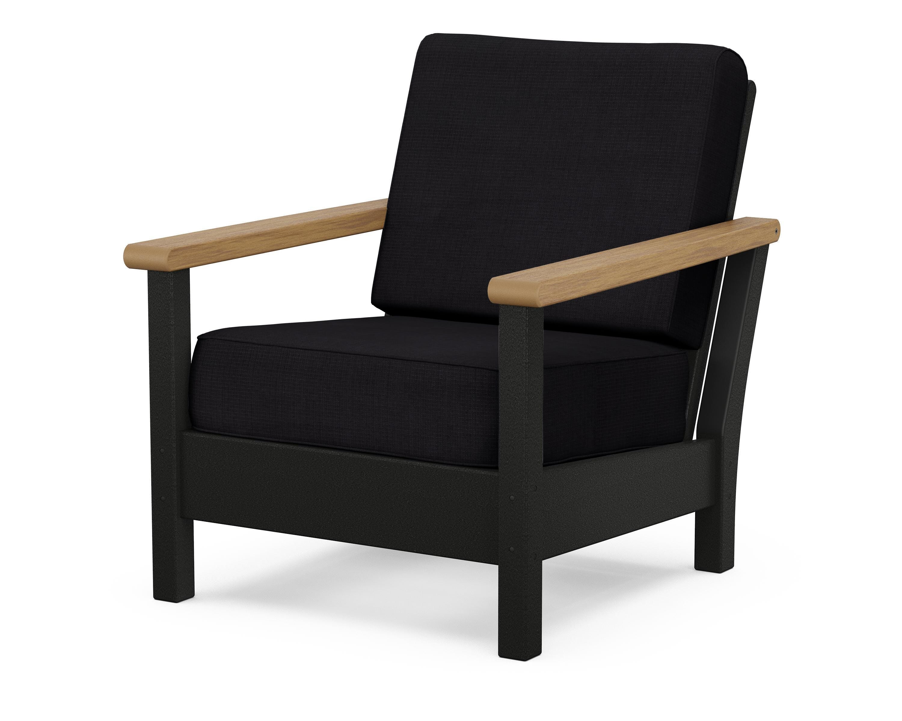 POLYWOOD® Harbour Deep Seating Chair in Black / Natural / Midnight Linen