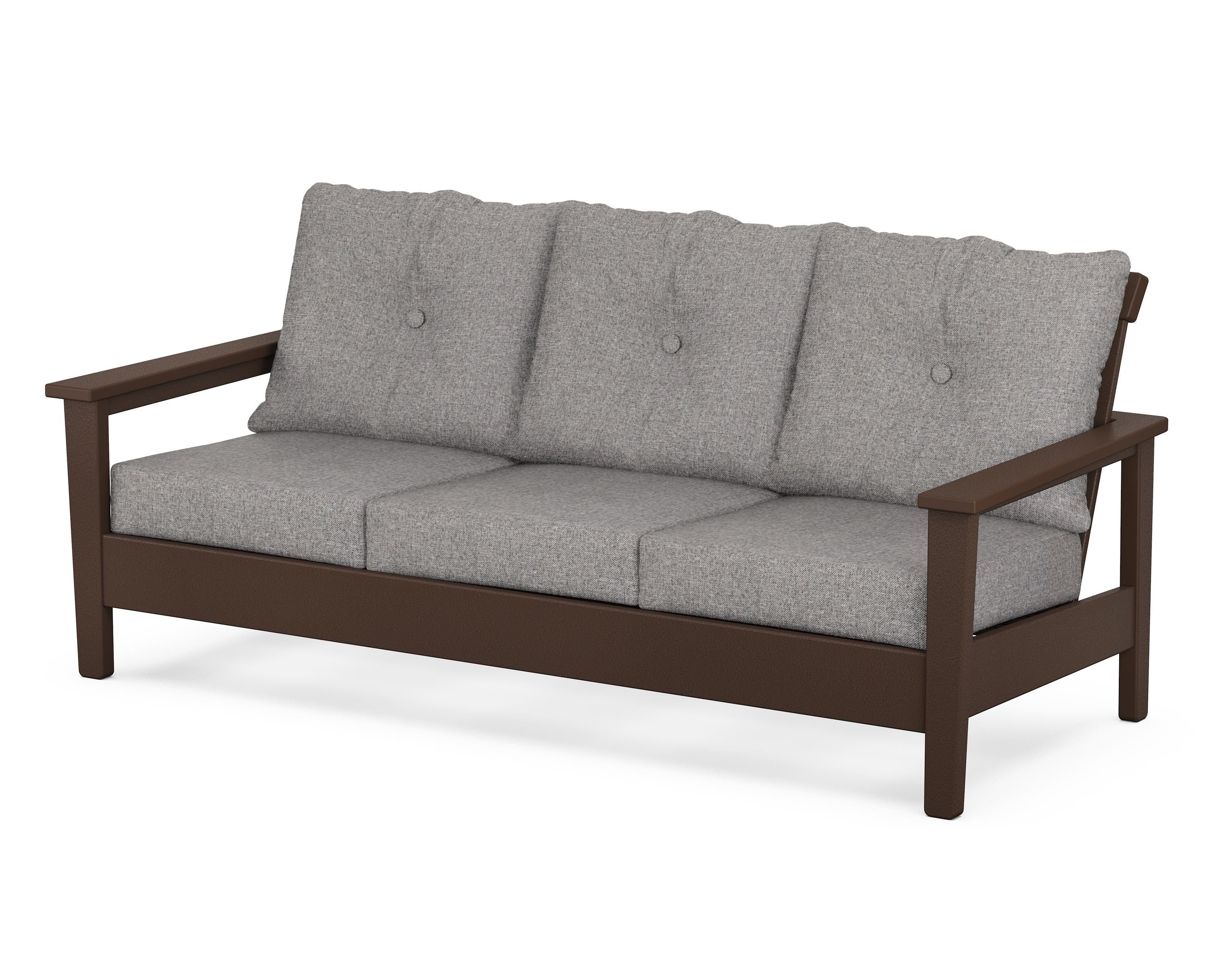 POLYWOOD® Prescott Deep Seating Sofa in Mahogany / Grey Mist