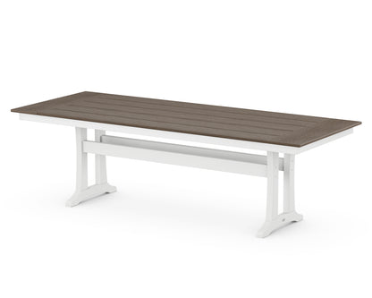 POLYWOOD® Farmhouse Trestle 38" x 96" Dining Table in White / Kona